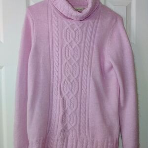 White Stag Soft Pink Cable Knit Turtleneck Sweater
